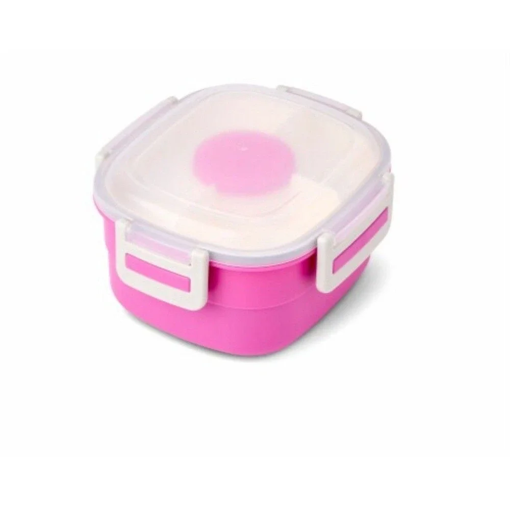 Salad Bento‎ Box Container 4-Compartment Tray with Spork & Ice Pack Pink